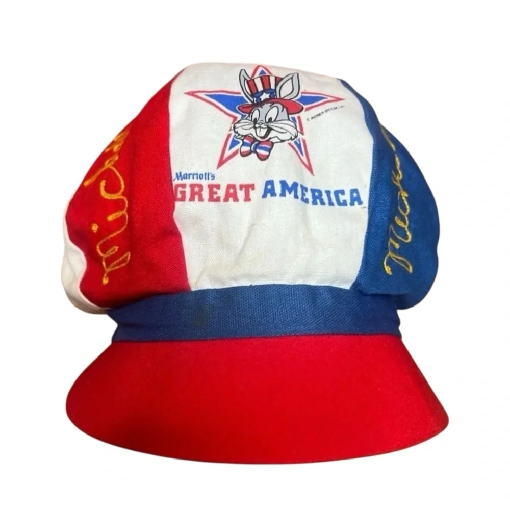 Vintage 70s Six Flags Great America Bugs Bunny Patriotic Engineer Hat USA - Picture 4 of 16
